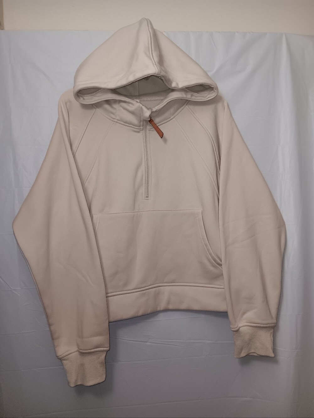 LASLULU QUARTER- ZIP FLEECE INTERIOR THUMB- HOLE HOODED SWEATSHIRT - Picture 10 of 10